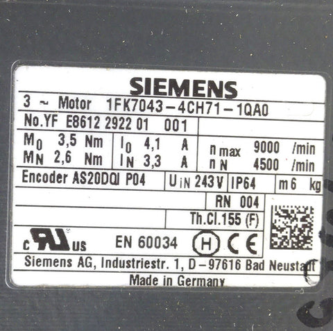 Siemens 1FK7043-4CH71-1QA0