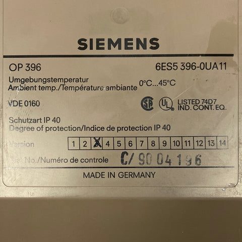 SIEMENS 6ES5-396-0UA11