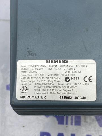SIEMENS 6SE9-521-0CC40