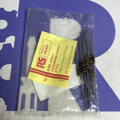 RS 0.5W CARBON COMPOSITION RESISTORS 4.7K OHM