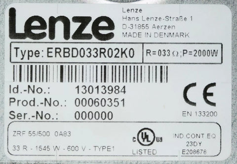 Lenze ERBD033-R02K0