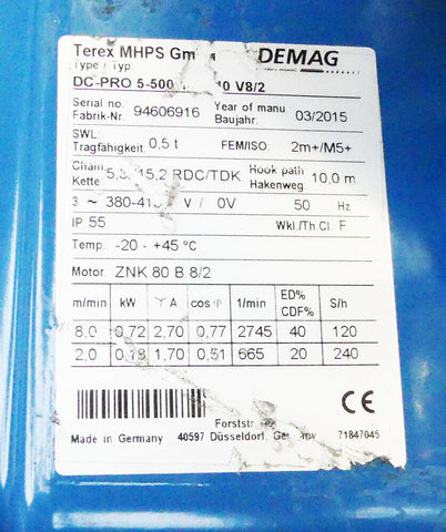 DEMAG DC-Pro 5 500 H10 V8/2 + DEMAG E11