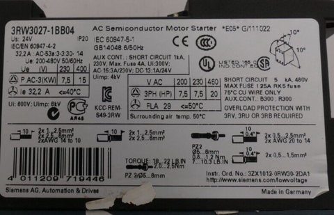 Siemens 3RW3027-1BB04