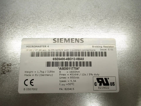 SIEMENS 6SE6400-4BD12-0BA0