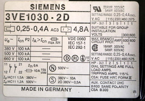 SIEMENS  3VE1030-2D