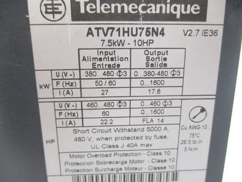 TELEMECANIQUE ATV71HU75N4