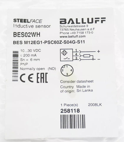 BALLUFF BES M12EG1-PSC60Z-S04G-S11