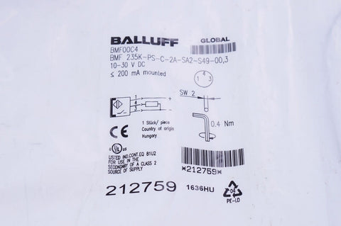 BALLUFF BMF 235K-PS-C-2A-SA2-S49-00,3