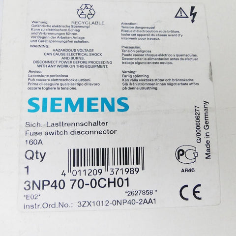 SIEMENS 3NP4070-0CH01