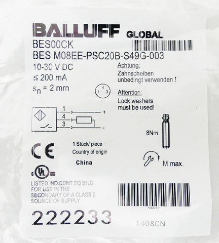 BALLUFF BES M08EE-PSC20B-S49G-003