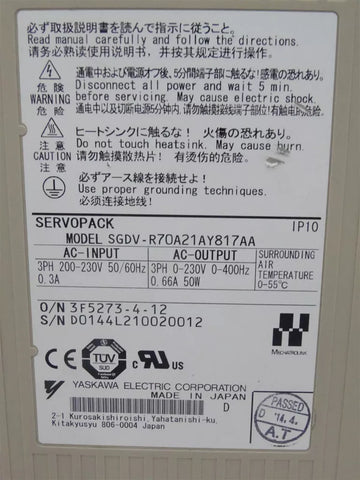 YASKAWA SGDV-R70A21AY817AA