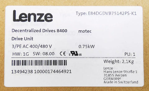 Lenze E84DGDVB75142PS