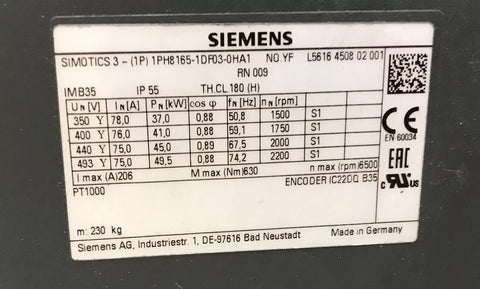 SIEMENS 1PH8165-1DF03-0HA1