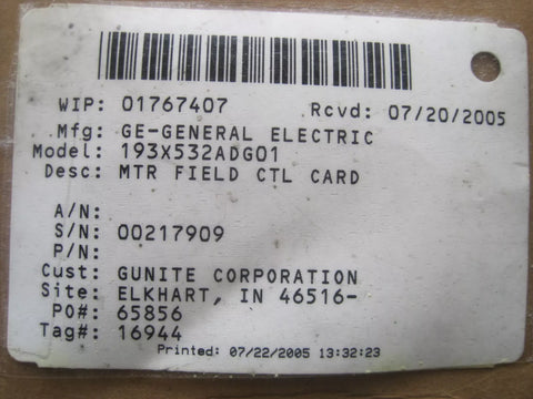 GENERAL ELECTRIC 193X-532-ADG01