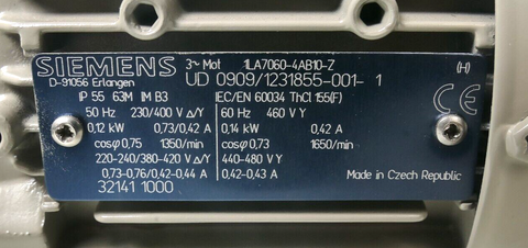 Siemens 1LA7060-4AB10-Z + 1XP800111024