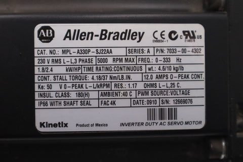 ALLEN BRADLEY MPL-A330P-SJ22AA