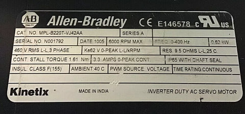 Allen-Bradley MPL-B220T-VJ42 AA