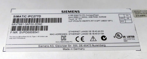 SIEMENS 6AV7881-3AF00-2DN0