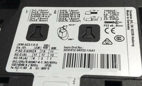 SIEMENS 3RT2025-1BB40