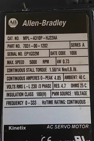 ALLEN BRADLEY MPL-A310P-HJ22AA