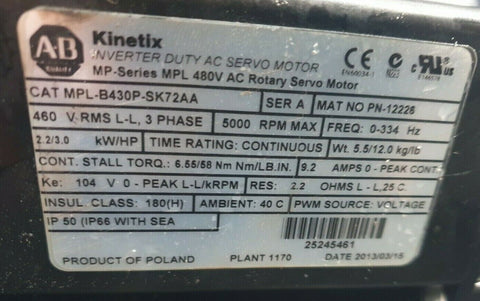 Allen Bradley MPL-B430P-SK72AA