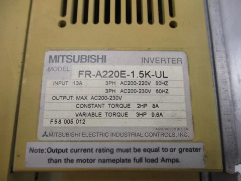 MITSUBISHI FR-A220E-1.5K-UL