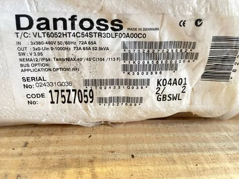 Danfoss VLT6052H-T4-C54-ST-R3-DL-F00A00-C0