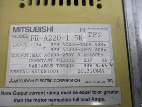 MITSUBISHI FR-A220-1.5K-TF2