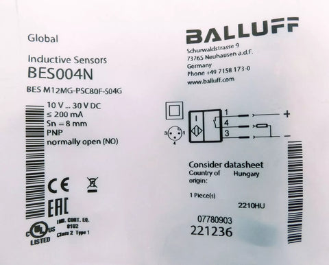 BALLUFF BES M12MG-PSC80F-S04G