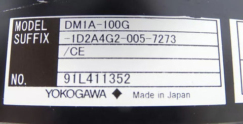 YOKOGAWA DM1A-100G-1D2A4G2-005-7273/CE