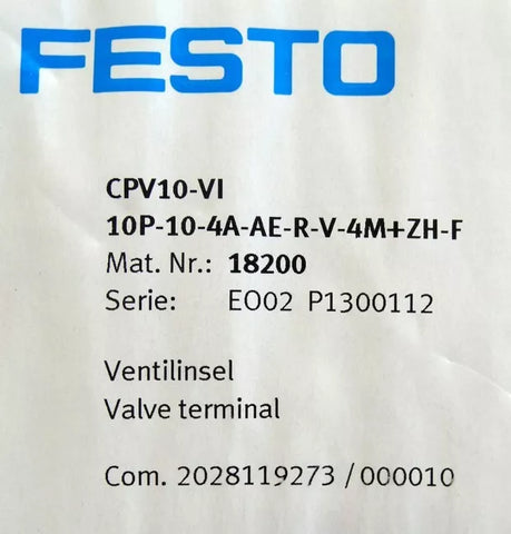 FESTO CP10-VI 10P-10-4A-AE-R-V-4M+ZH-F