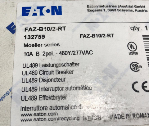 Eaton FAZ-B10/2-RT