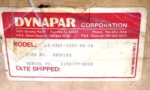 DYNAPAR 62-AXEF-0250-A0-16