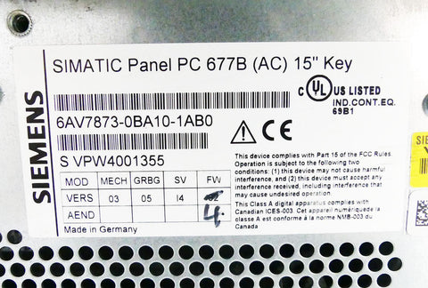 SIEMENS 6AV7873-0BA10-1AB0/A5E00747065