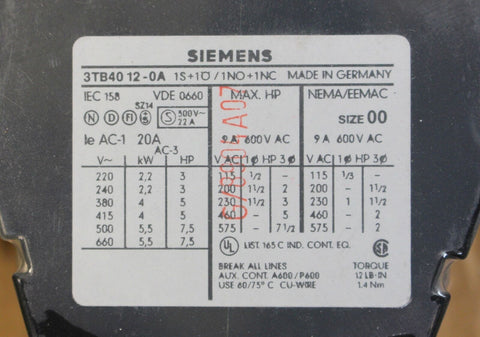 SIEMENS  3TB-4012-0AM0