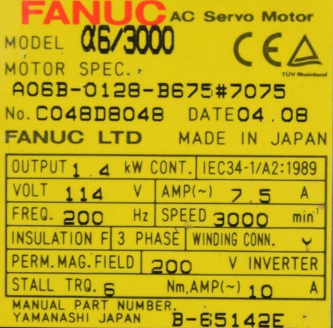 FANUC A06B-0128-B675#7075