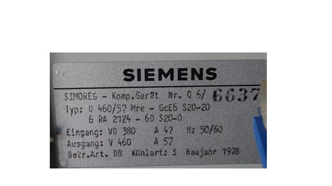 SIEMENS 6RA2124-6DS20-0