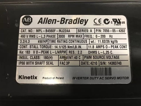 ALLEN BRADLEY MPL-B4560F-MJ22AA