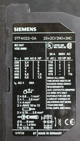 SIEMENS  3TB4022-OAP0