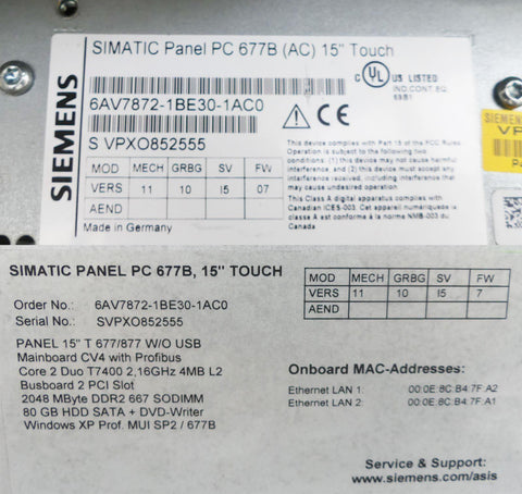 SIEMENS 6AV7872-1BE30-1AC0