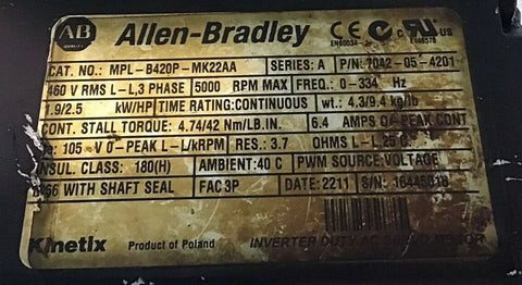 Allen-Bradley MPL-B420P-MK22AA