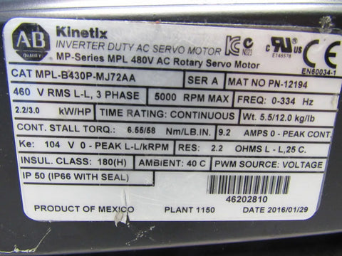 ALLEN BRADLEY MPL-B430P-MJ72AA