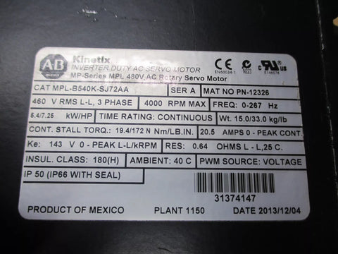 ALLEN BRADLEY MPL-B540K-SJ72AA