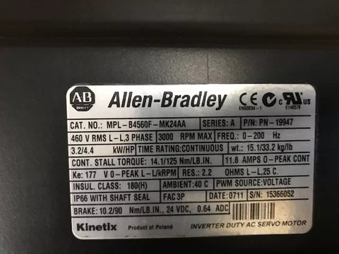 ALLEN BRADLEY MPL-B4560F-MK24AA
