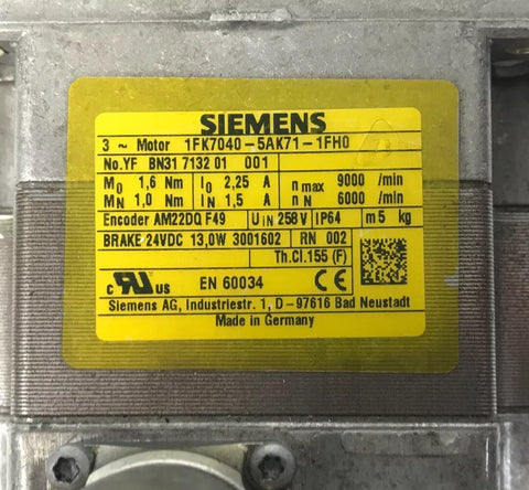 SIEMENS 1FK7040-5AK71-1FH0