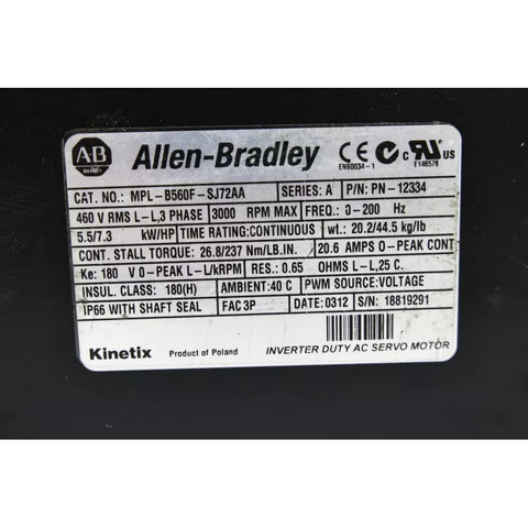 ALLEN BRADLEY MPL-B560F-SJ72AA