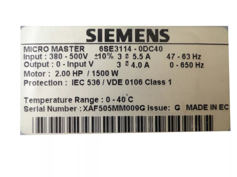 SIEMENS 6SE3114-0DC40