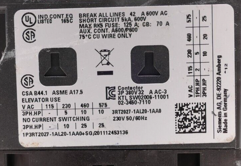 Siemens 3RT2027-1AL20-1AA0