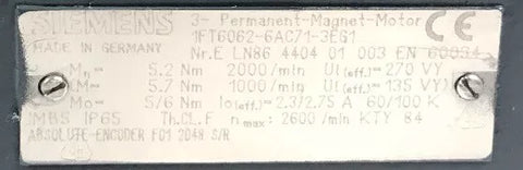 Siemens 1FT6062-6AC71-3EG1