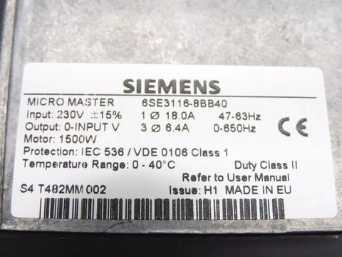 SIEMENS 6SE3-116-8BB40